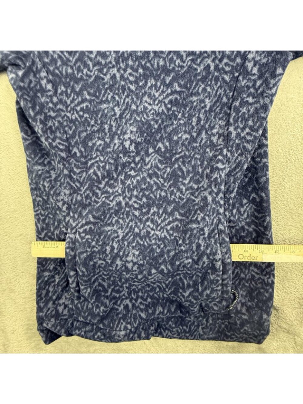 Columbia Coat Mens Medium Blue Fleece Long Pullover Funnel Neck Geometric AL2727 - Picture 6 of 16